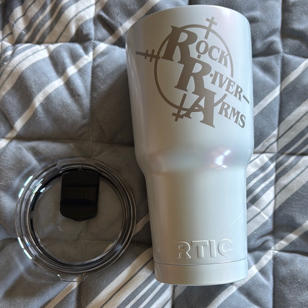 30 oz Pearlescent White Tumbler with Rock River Arms Design - Picture 2 of 2